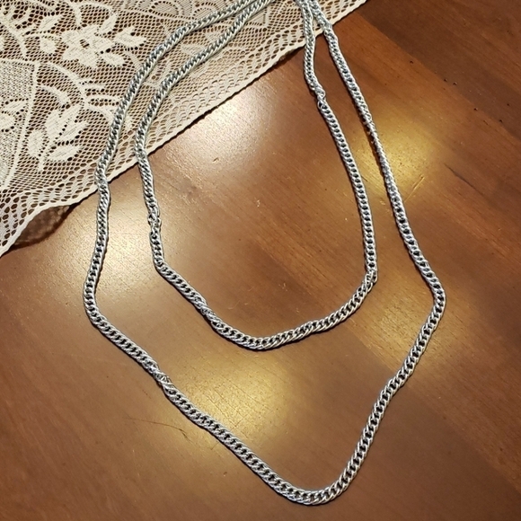 Vtg 54" Silver Look Chain Link Necklace EUC - Picture 1 of 6